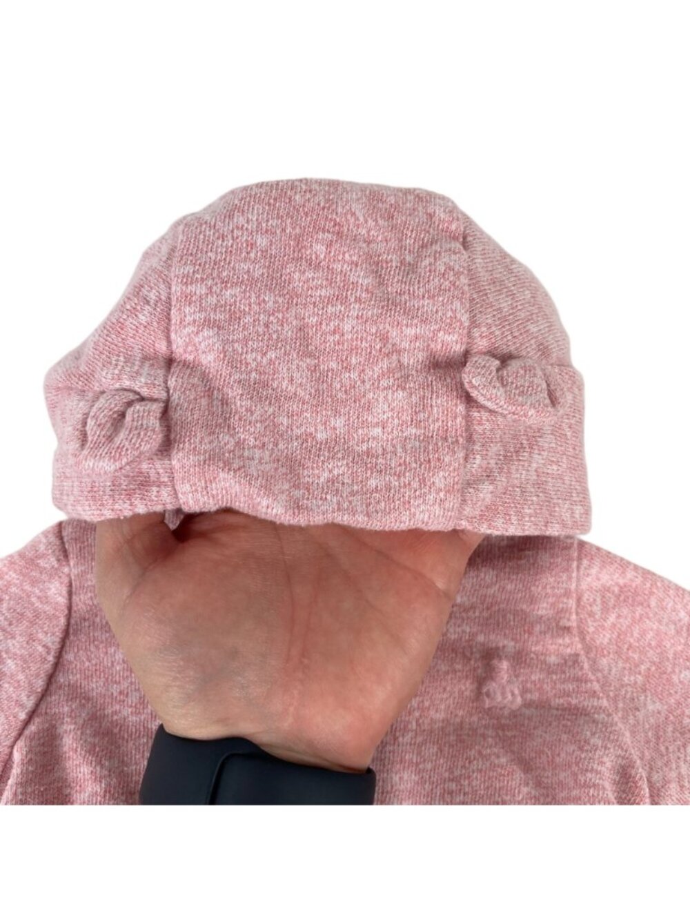 Baby Gap Girls 3-6M Reversible Hooded Bear Cardigan Sweater Pink Stripe Jacket - Picture 4 of 7